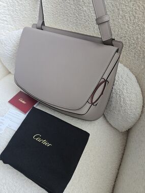 Cartier Must de Cartier C Crossbody Bag Beige Gray w/ Dust Bag & Card EUC